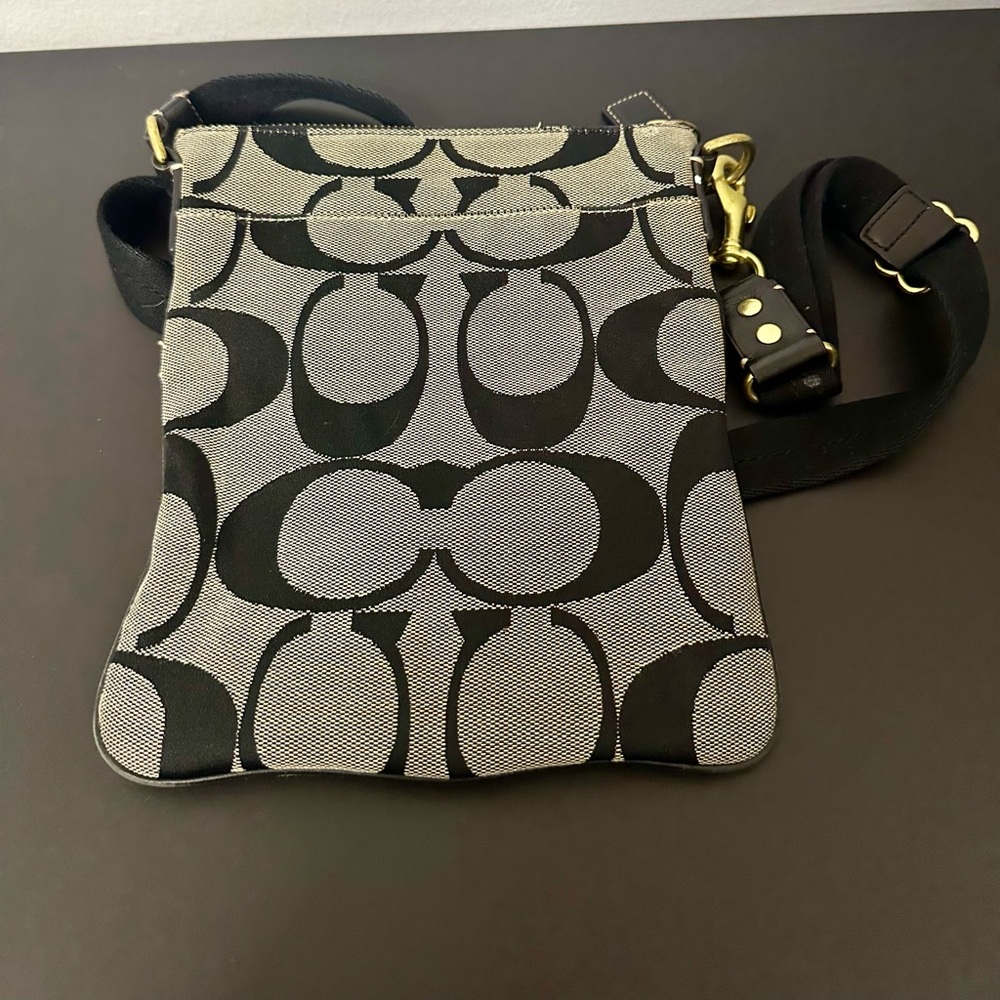 Coach Black and Grayish Tan Legacy Crossbody Bag. EUC W Coach Tag & Bag Charm. - Picture 9 of 14